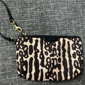 Coach Black and Tan Patterned Wristlet